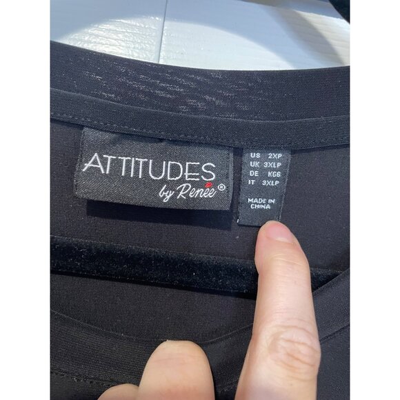 Attitudes by Renee Womens Black Como Jersey Tunic Size 2XP Flowy Stretchy Basic - Picture 2 of 9